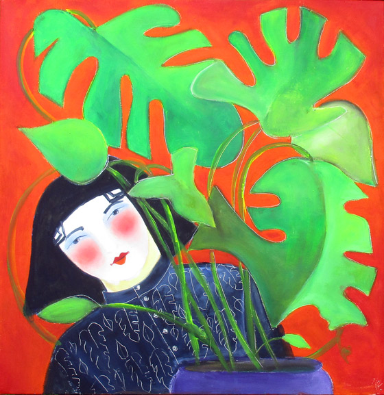 GIRL WITH CHEESE PLANT